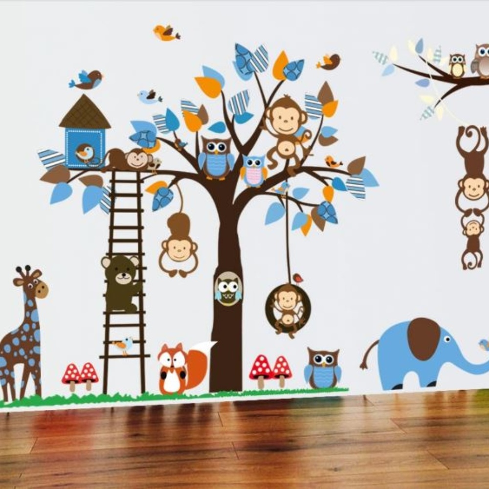 Nursery Wall Art, Animals and Tree Wall Decals